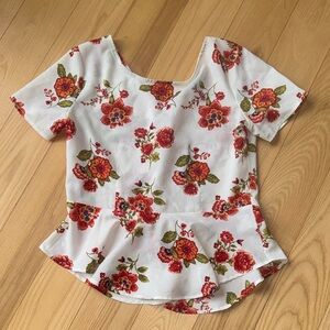 Forever 21 S Floral Peplum Lace Up Back Sheer Cottagecore Top
